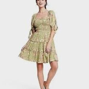 Aguabendita x Target Green Floral Dress Size L NWT Boho COQUETTE Girly